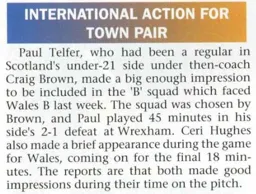 Ceri Hughes And Paul Telfer International Caps 1994