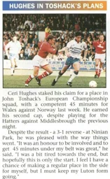 Hughes Win 2nd Cap For Wales 1994