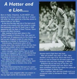 Alan West, A Hatter and a Lion - 95-96 programme feature