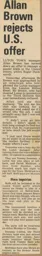 Allan Brown Rejects US Job 1968