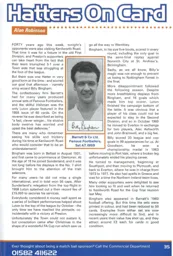 Billy Bingham card - 99:00 programme feature