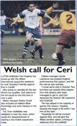 Ceri Hughes called up to Wales - 96-97 programme feature