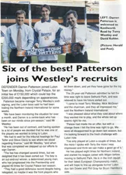 Darren Patterson signs! - 95-96 programme feature