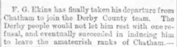 Ekins Turn Professiona Chatham News 1891