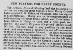 Ekins Turns Professional Derby Mercury 1891