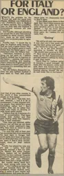 England Over Italy For Lil 1978/1979