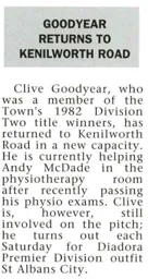 Goodyear Returns As Physio 1993