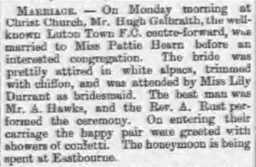 Hugh Galbraith Marriage Notice 8th July 1898