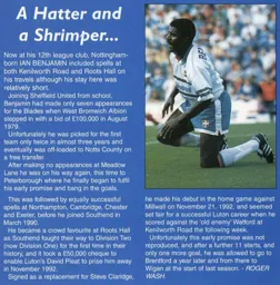 Ian Benjamin, A Hatter and a Shrimper - 95-96 programme feature