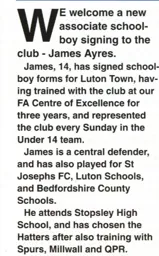 James Ayres signs schoolboy forms - 94:95 programme feature