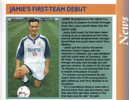 Jamie Woodsford first team debut - 94:95 programme feature