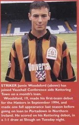 Jamie Woodsford joins Kettering on loan - 96-97 programme feature