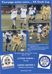 Jimmy Cox, Gary Doherty and Matt Spring all feature in the FA Youth Cup against Leeds - 96-97 programme feature
