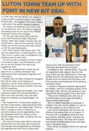 Luton team up with Pony for a record breaking kit deal - 95:96 programme feature