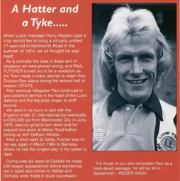 Paul Futcher, A Hatter and a Tyke - 95-96 programme feature