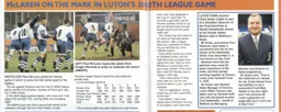 Paul McLaren scores in Luton's 3000th League game - 95-96 programme feature