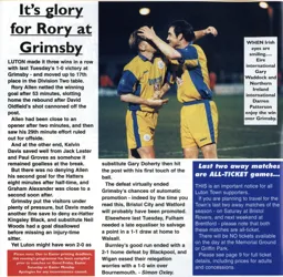 Rory Allen wins us the game against Grimsby, Gary Waddock and Darren Patterson are happy with the win - 97:98 programme feature