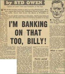 Syd Owen FA Cup Final Article 1959