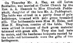 Jack Hoy Marraige Leighton Buzzard Observer 29th Sep 1896