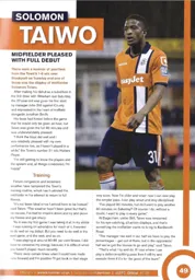 Solomon Taiwo pleased with full debut 2012:13 Programme Article