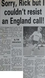 Tim Breacker England U21 Article