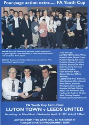 The FA Youth Cup team pictured after the semi final first leg against Leeds - 96-97 programme feature