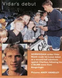 Vidar Riseth signs autographs for fans - 95-96 programme feature