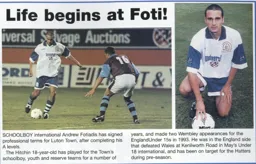 Youth player Andrew Fotiadis is breaking through - 96-97 programme feature