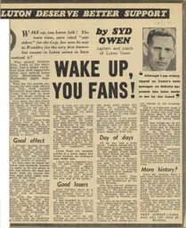Syd Owen Pleads For More Support 1959